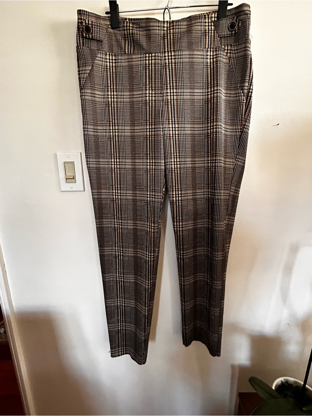 Soho Apparel Brown Plaid Skinny Pants